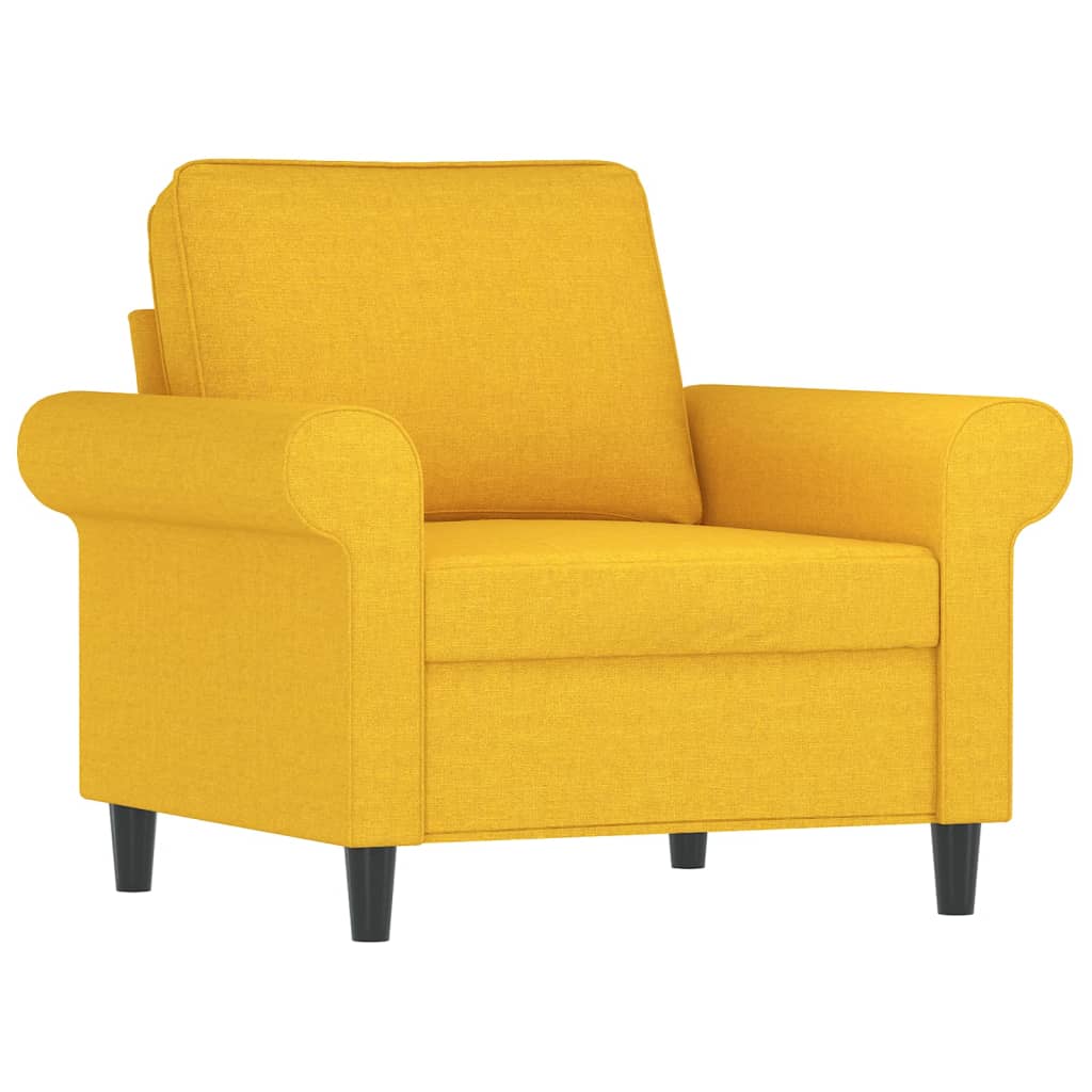 Fotoliu canapea cu taburet, galben deschis, 60 cm, textil