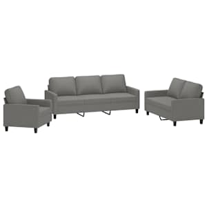 vidaXL 3 Piece Sofa Set with Cushions Dark Grey Fabric