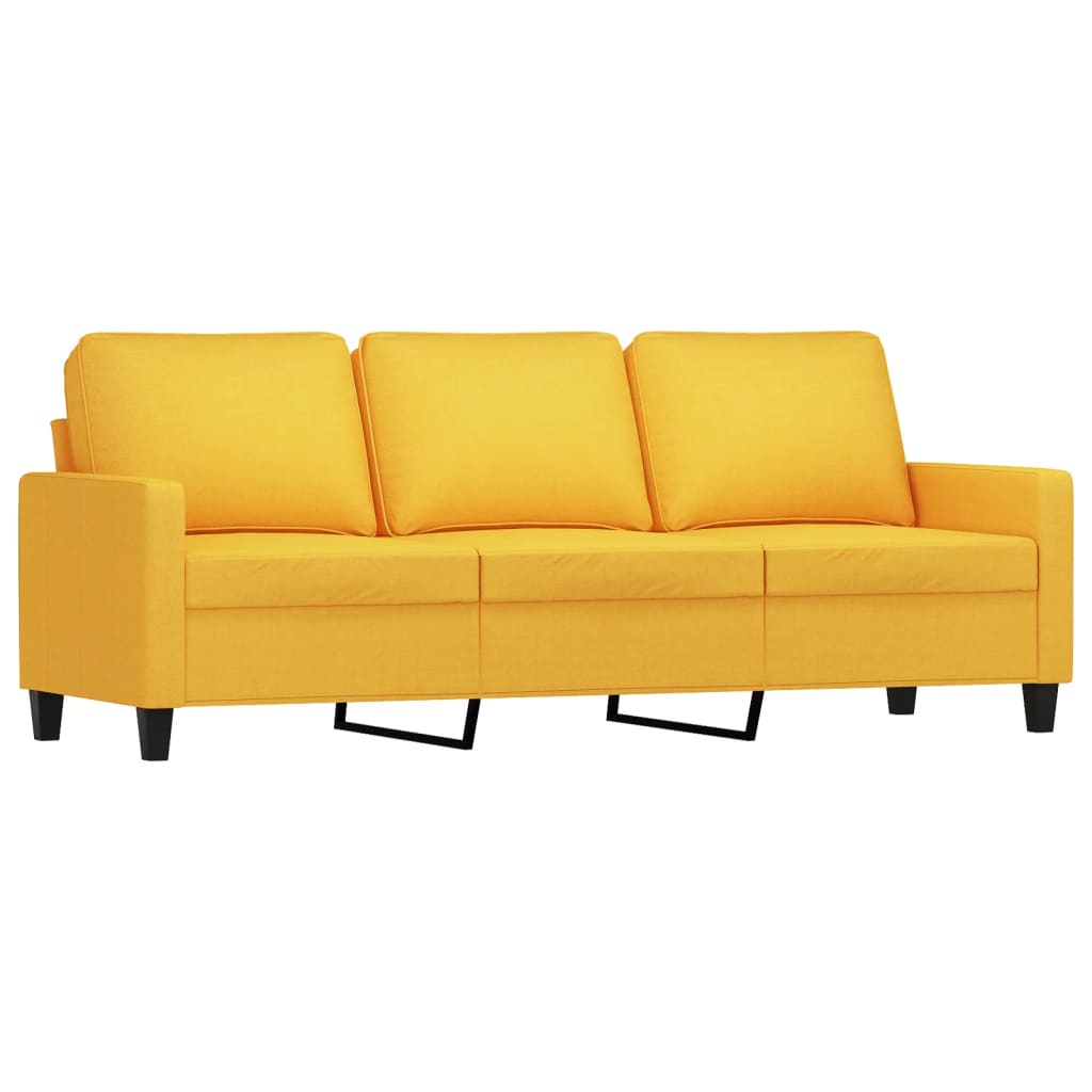 Set de canapele cu perne, 3 piese, galben deschis, textil