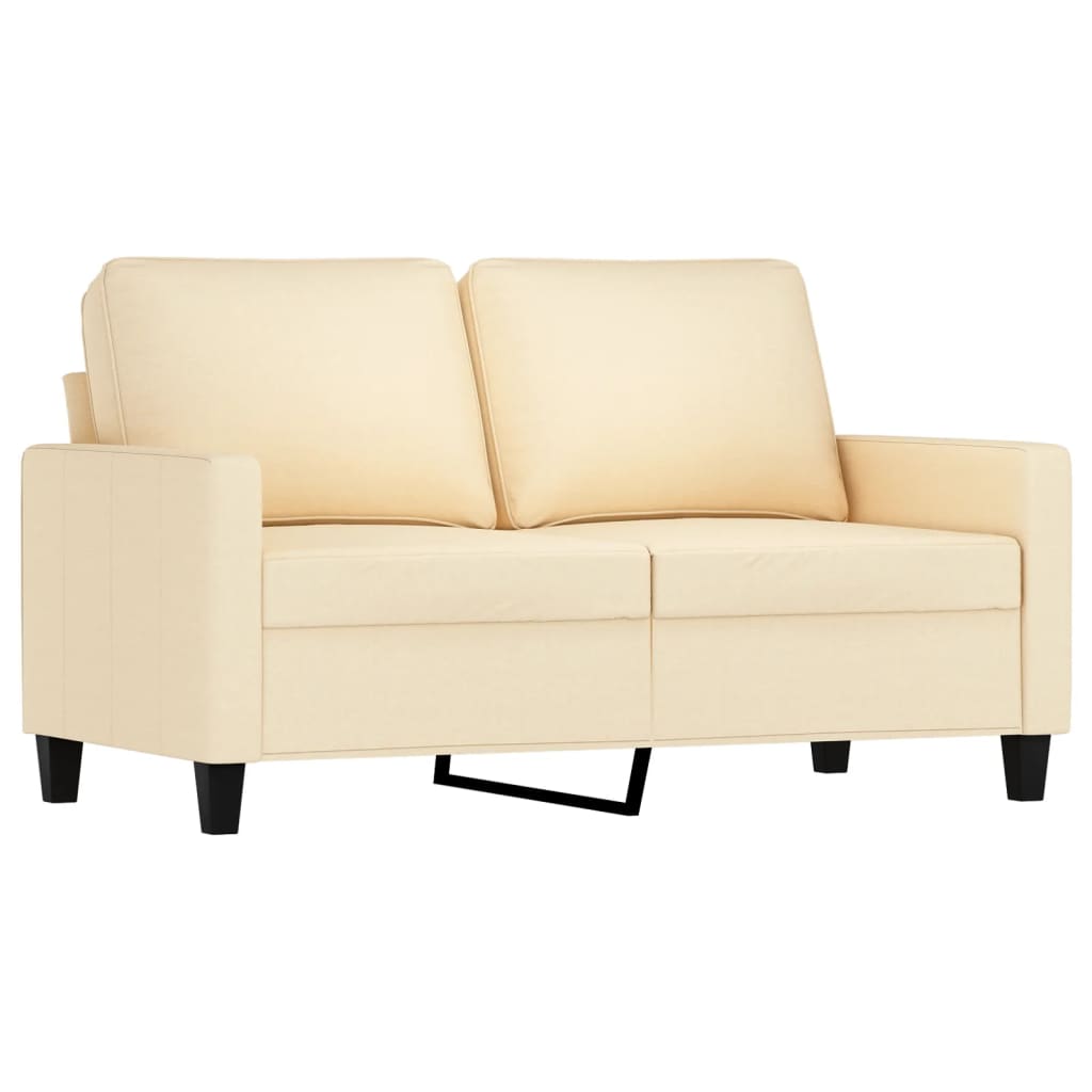 Set de canapele cu perne, 3 piese, crem, textil