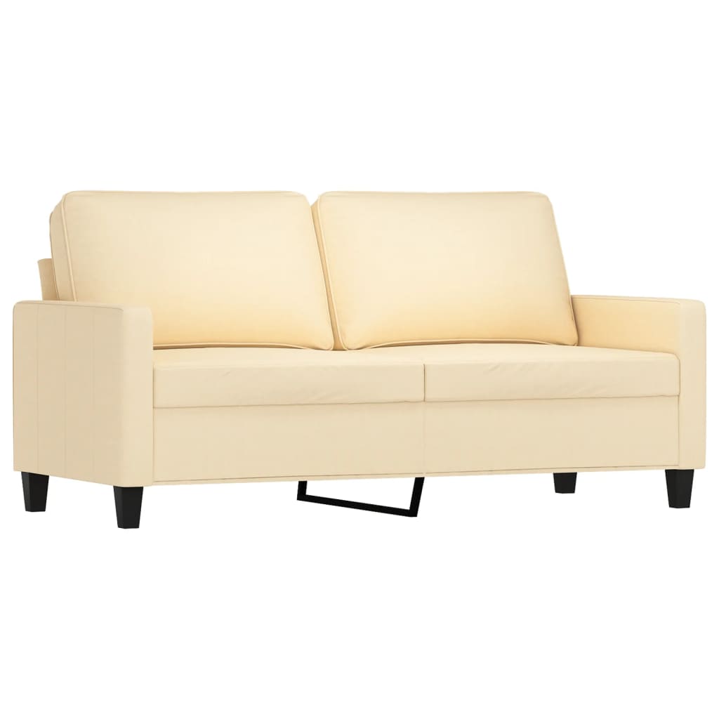 Set de canapele cu perne, 3 piese, crem, textil