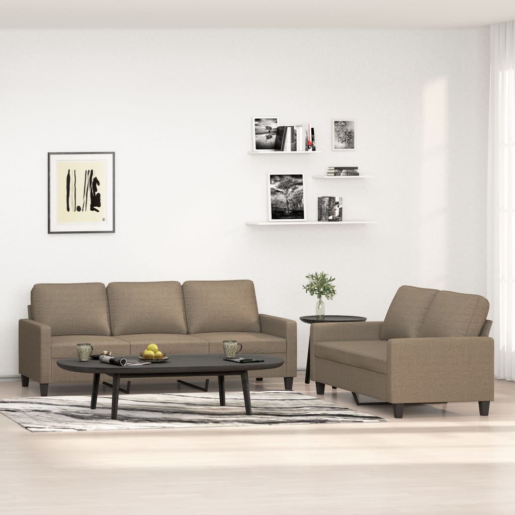 divdaļīgs dīvānu komplekts ar spilveniem, pelēkbrūns audums | Stepinfit.lv