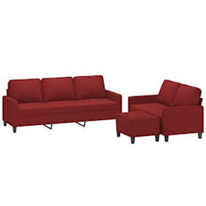 vidaXL Ensemble de canap&eacute;s 3 pcs avec coussins Rouge bordeaux Tissu