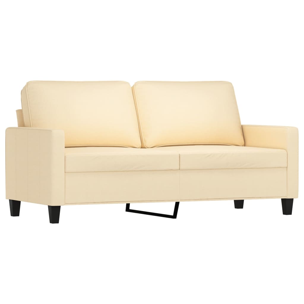 Set de canapele cu perne, 3 piese, crem, textil