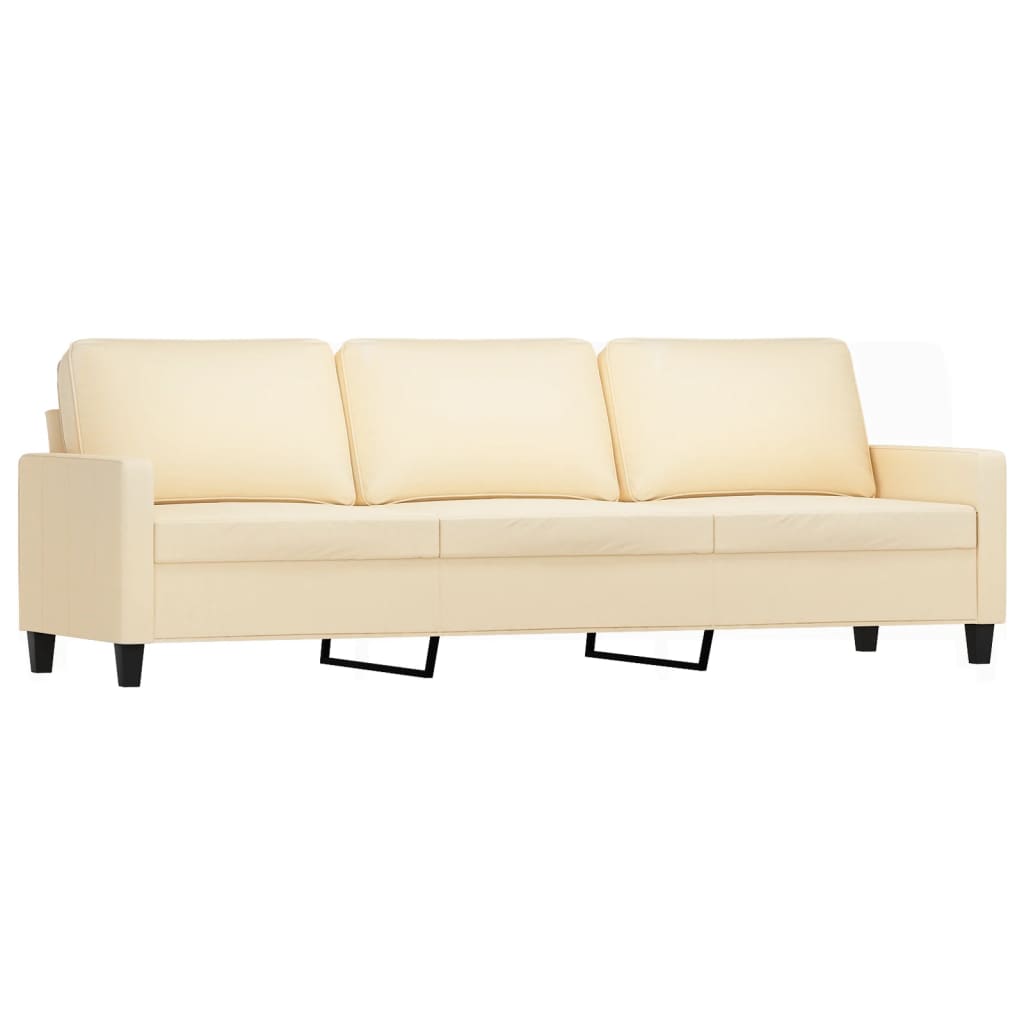 Set de canapele cu perne, 3 piese, crem, textil