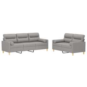 vidaXL 2 Piece Sofa Set with Throw Pillows&Cushions Light Grey Fabric
