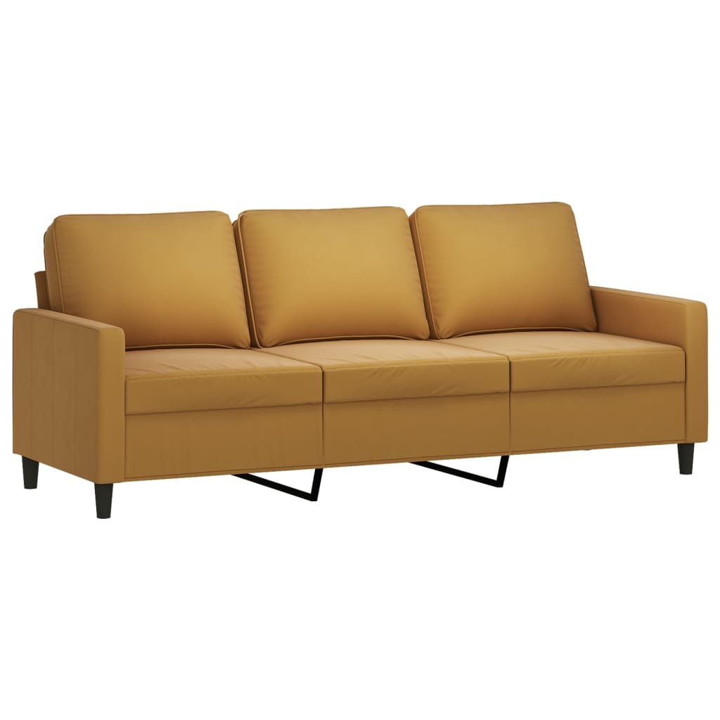 trīsdaļīgs dīvānu komplekts ar spilveniem, brūns samts | Stepinfit.lv