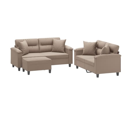 vidaXL 3d&iacute;ln&aacute; sedac&iacute; souprava s pol&scaron;t&aacute;ři taupe tkanina z mikrovl&aacute;kna