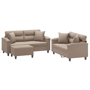 vidaXL 3d&iacute;ln&aacute; sedac&iacute; souprava s pol&scaron;t&aacute;ři taupe tkanina z mikrovl&aacute;kna