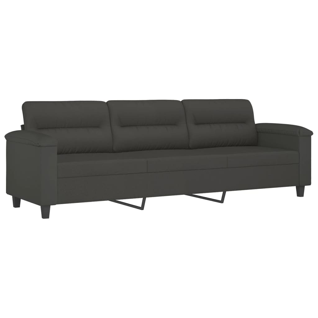 vidaXL 3-tlg. Sofagarnitur mit Kissen Dunkelgrau Mikrofasergewebe – Bild 4