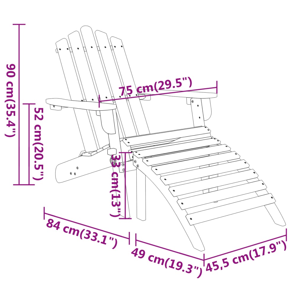 Set mobilier de grădină Adirondack, 3 piese, lemn masiv acacia