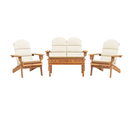 vidaXL 4-delige Loungeset Adirondack massief acaciahout