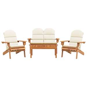 vidaXL 4-delige Loungeset Adirondack massief acaciahout