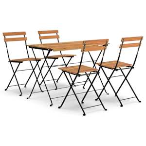 5dílný skládací bistro set masivní akáciové dřevo a ocel - obrázek 2