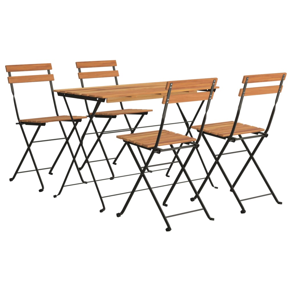 Thumbnail - vidaXL 5-tlg. Bistro-Set Klappbar Massivholz Akazie und Stahl
