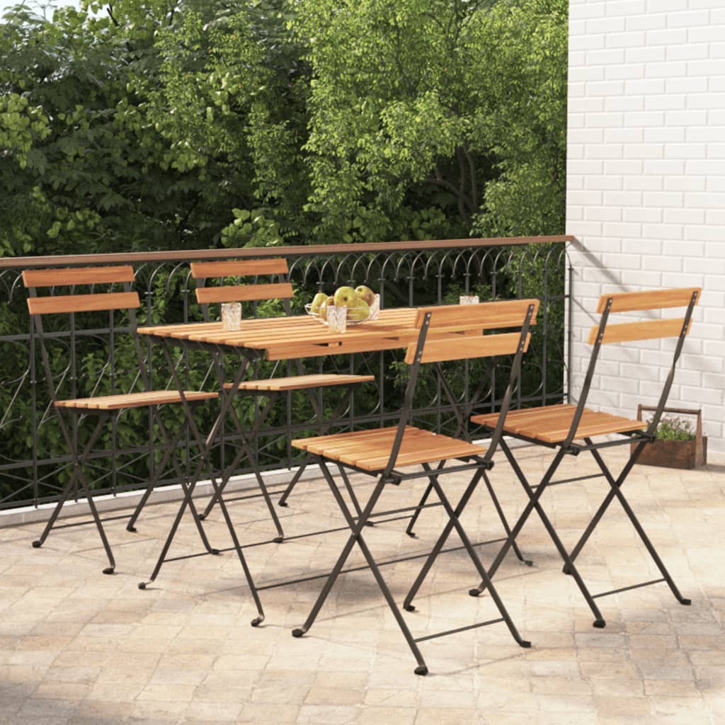 vidaXL 5-tlg. Bistro-Set Klappbar Massivholz Akazie und Stahl