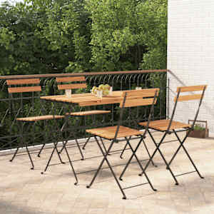 Zložljiva bistro garnitura 5-delna trden akacijev les in jeklo