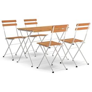 5dílný skládací bistro set masivní akáciové dřevo a ocel - obrázek 2