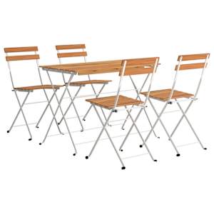 5dílný skládací bistro set masivní akáciové dřevo a ocel - obrázek 3