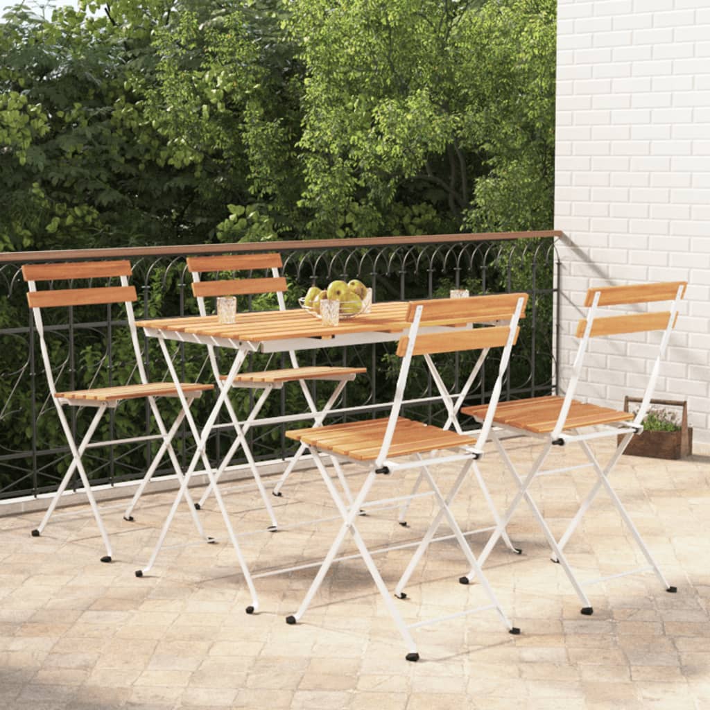 vidaXL 5-tlg. Bistro-Set Klappbar Massivholz Akazie und Stahl