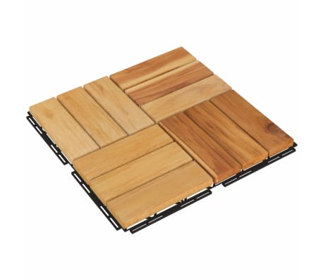 vidaXL Terrassefliser 30 stk 30x30 cm heltre teak