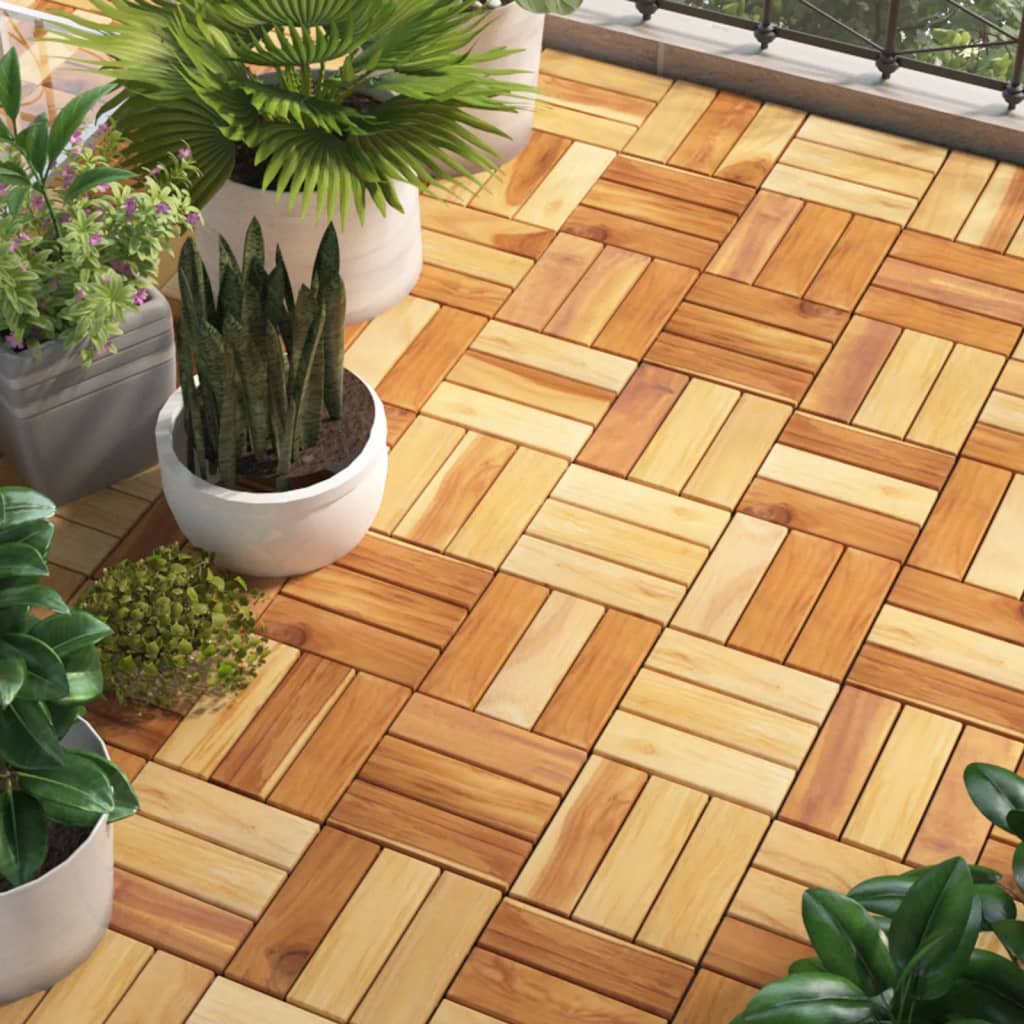vida XL Terrassenfliesen 30 Stk. 30x 30 cm Massivholz Teak