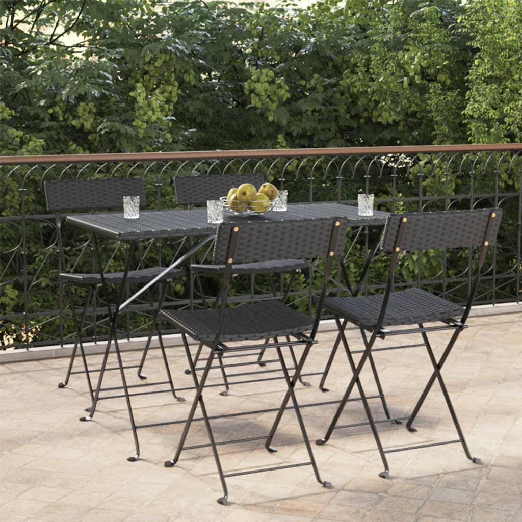 vida XL Bistrostühle 4 Stk. Klappbar Schwarz Poly Rattan und Stahl