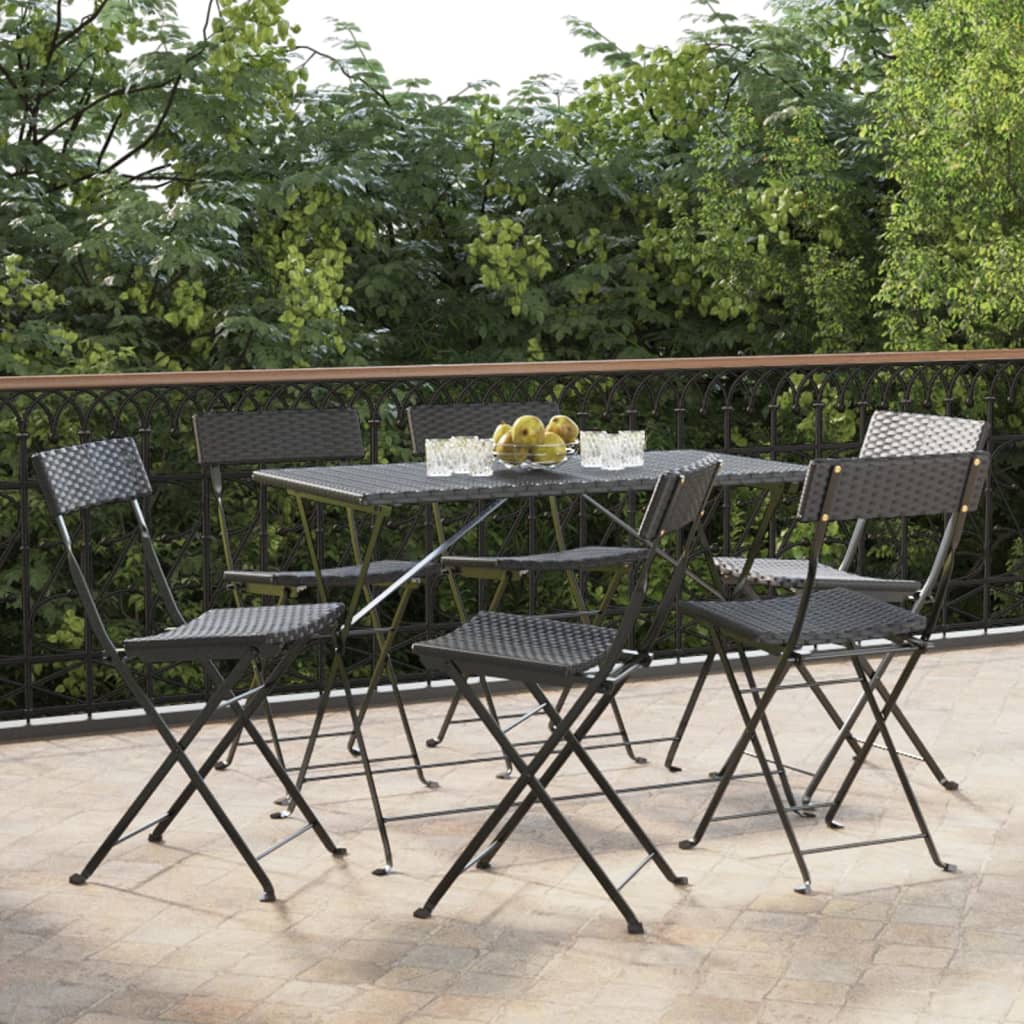 vidaXL Bistrostühle 6 Stk. Klappbar Schwarz Poly Rattan und Stahl