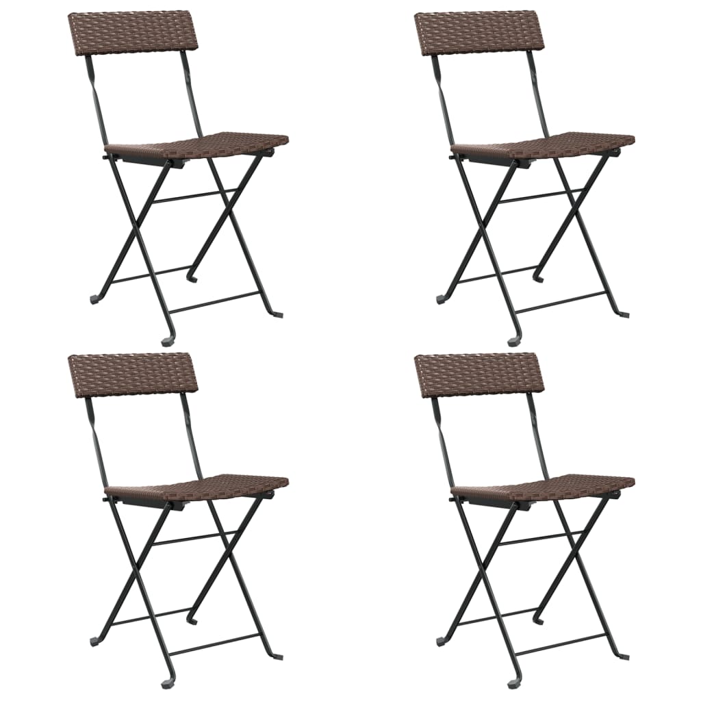 Thumbnail - vidaXL Bistrostühle 4 Stk. Klappbar Braun Poly Rattan und Stahl