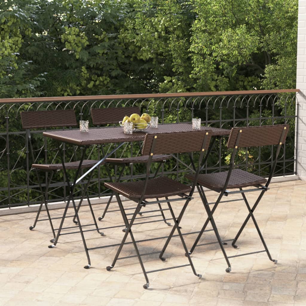 vidaXL Bistrostühle 4 Stk. Klappbar Braun Poly Rattan und Stahl