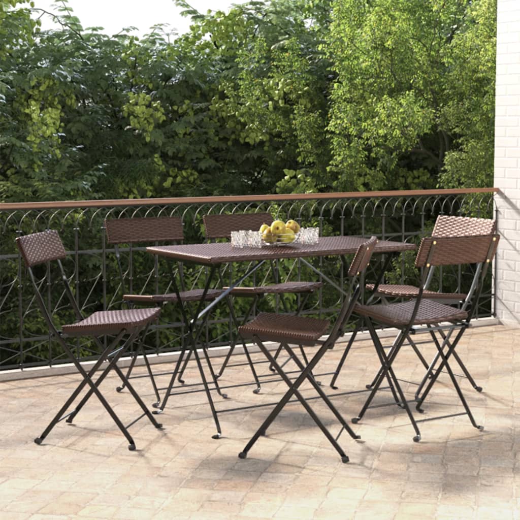 vidaXL Bistrostühle 6 Stk. Klappbar Braun Poly Rattan und Stahl