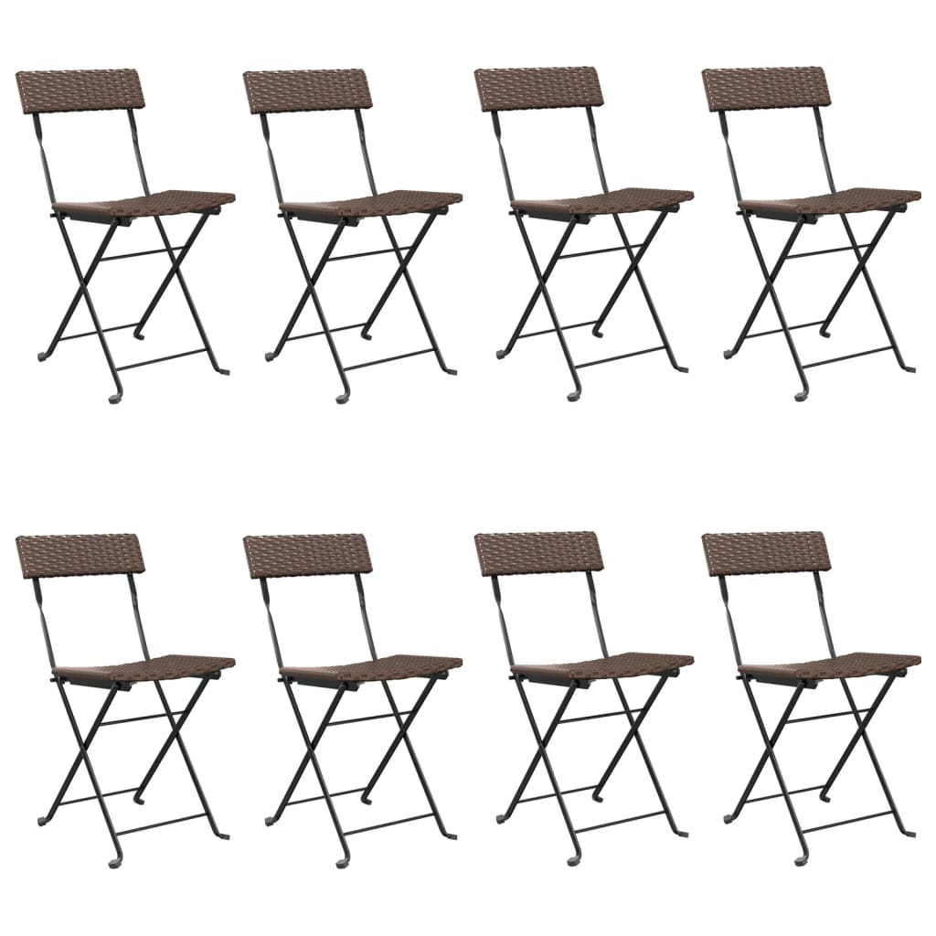 Thumbnail - vidaXL Bistrostühle 8 Stk. Klappbar Braun Poly Rattan und Stahl
