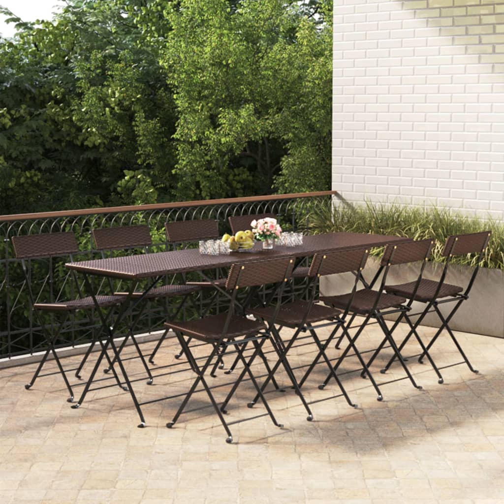 vidaXL Bistrostühle 8 Stk. Klappbar Braun Poly Rattan und Stahl