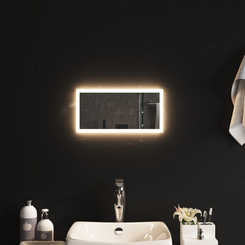 vidaXL badeværelsesspejl med LED-lys 20x40 cm