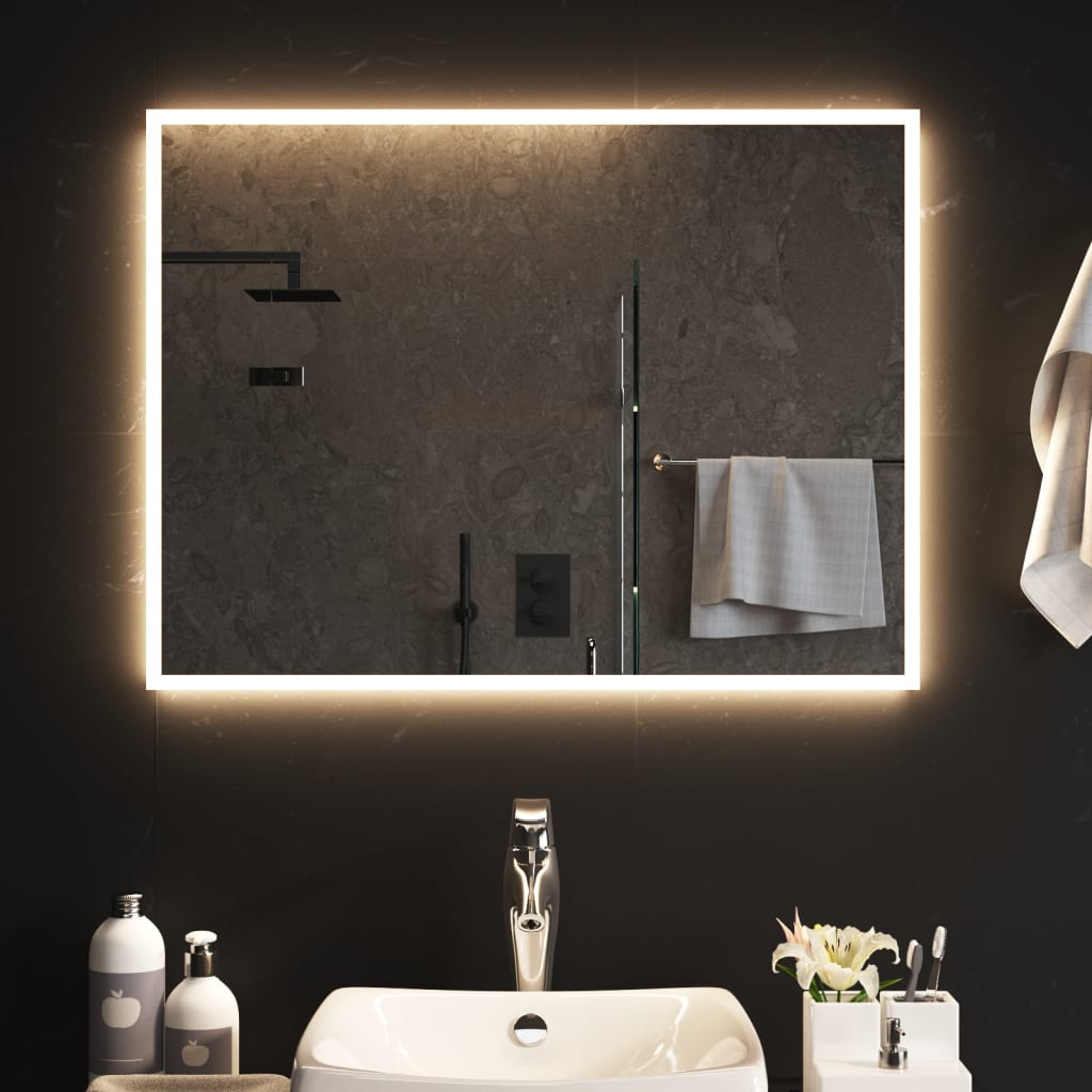 vidaXL badeværelsesspejl med LED-lys 60x80 cm