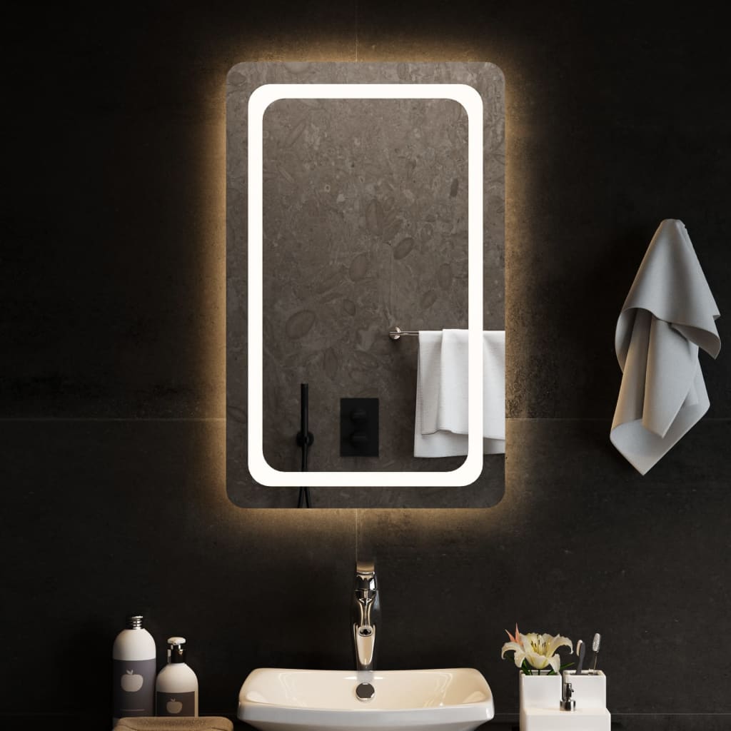 vidaXL badeværelsesspejl med LED-lys 50x80 cm