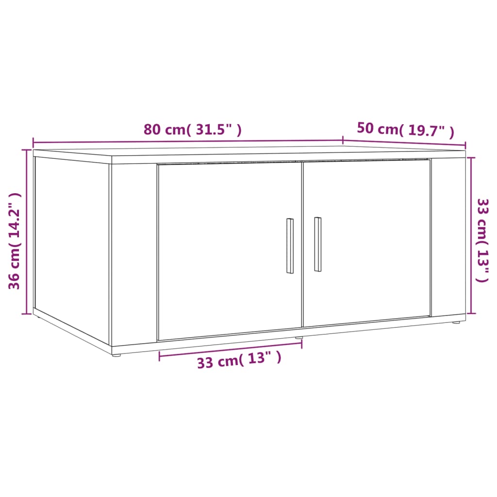 Stolić za kavu bijeli 80 x 50 x 36 cm od konstruiranog drva