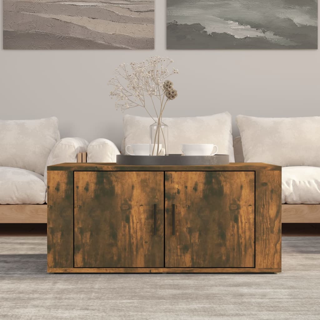 vidaXL sofabord 80x50x36 cm konstrueret træ røget egetræsfarve