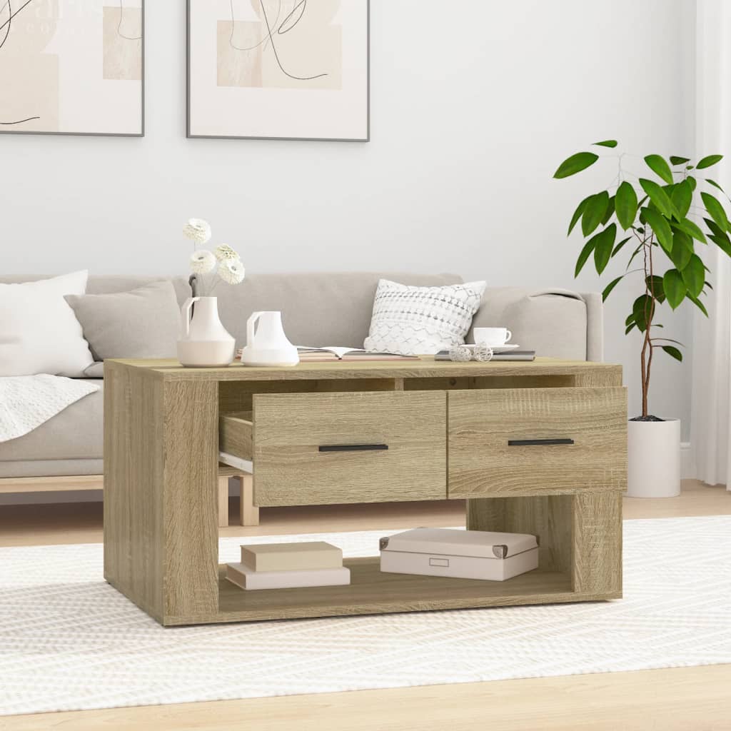 vidaXL Salontafel 80x50x40 cm bewerkt hout sonoma eikenkleurig