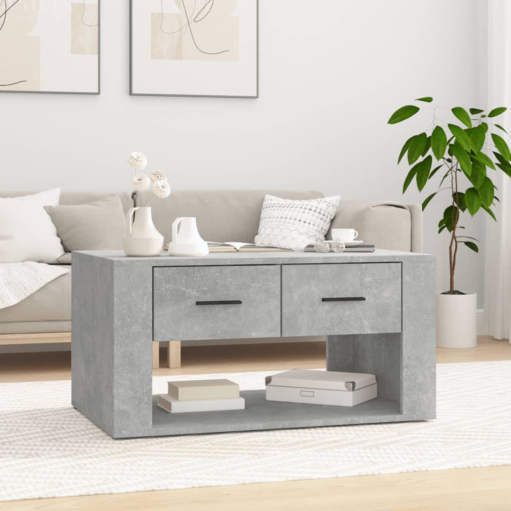 Table basse Gris béton 80x50x40 cm Bois d'ingénierie