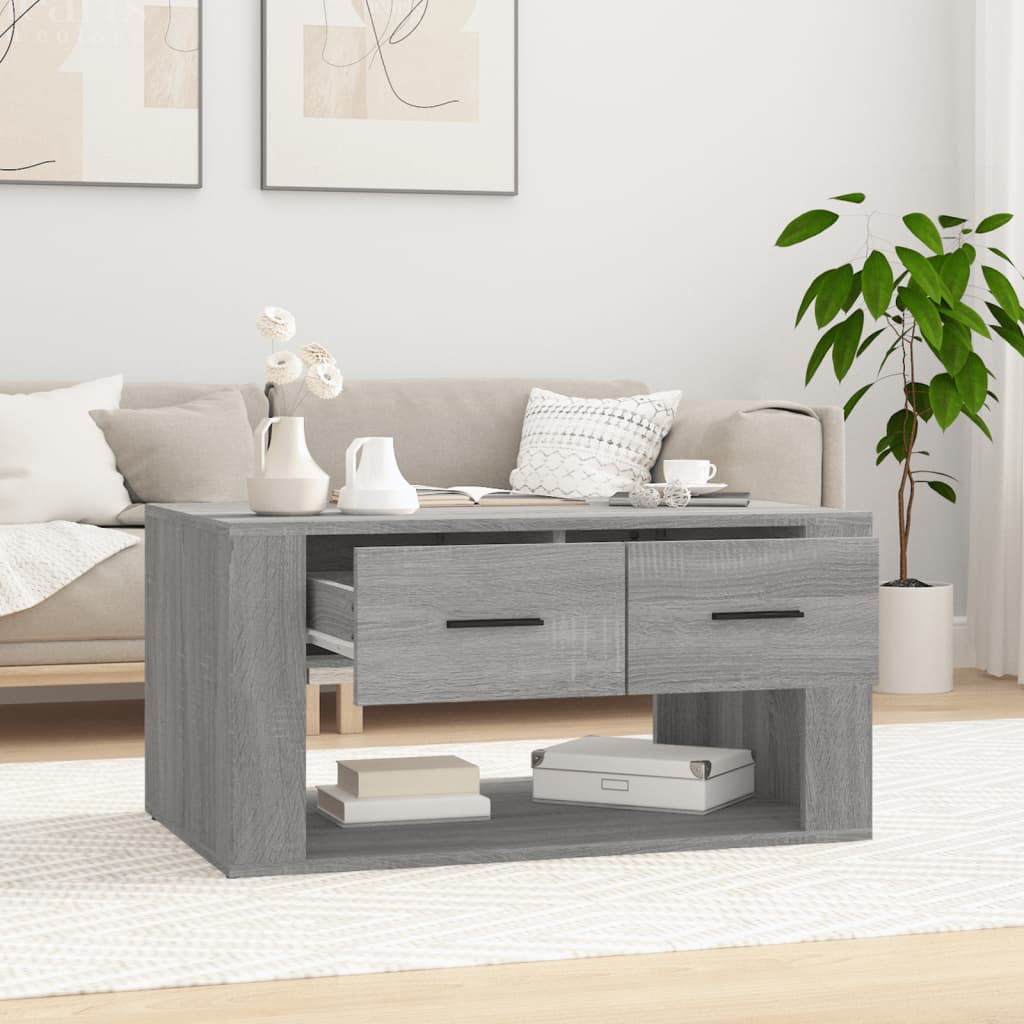 vidaXL Salontafel 80x50x40 cm bewerkt hout grijs sonoma eiken