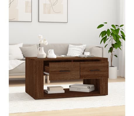 vidaXL Kavos staliukas, rudas ąžuolo, 80x50x40cm, apdirbta mediena