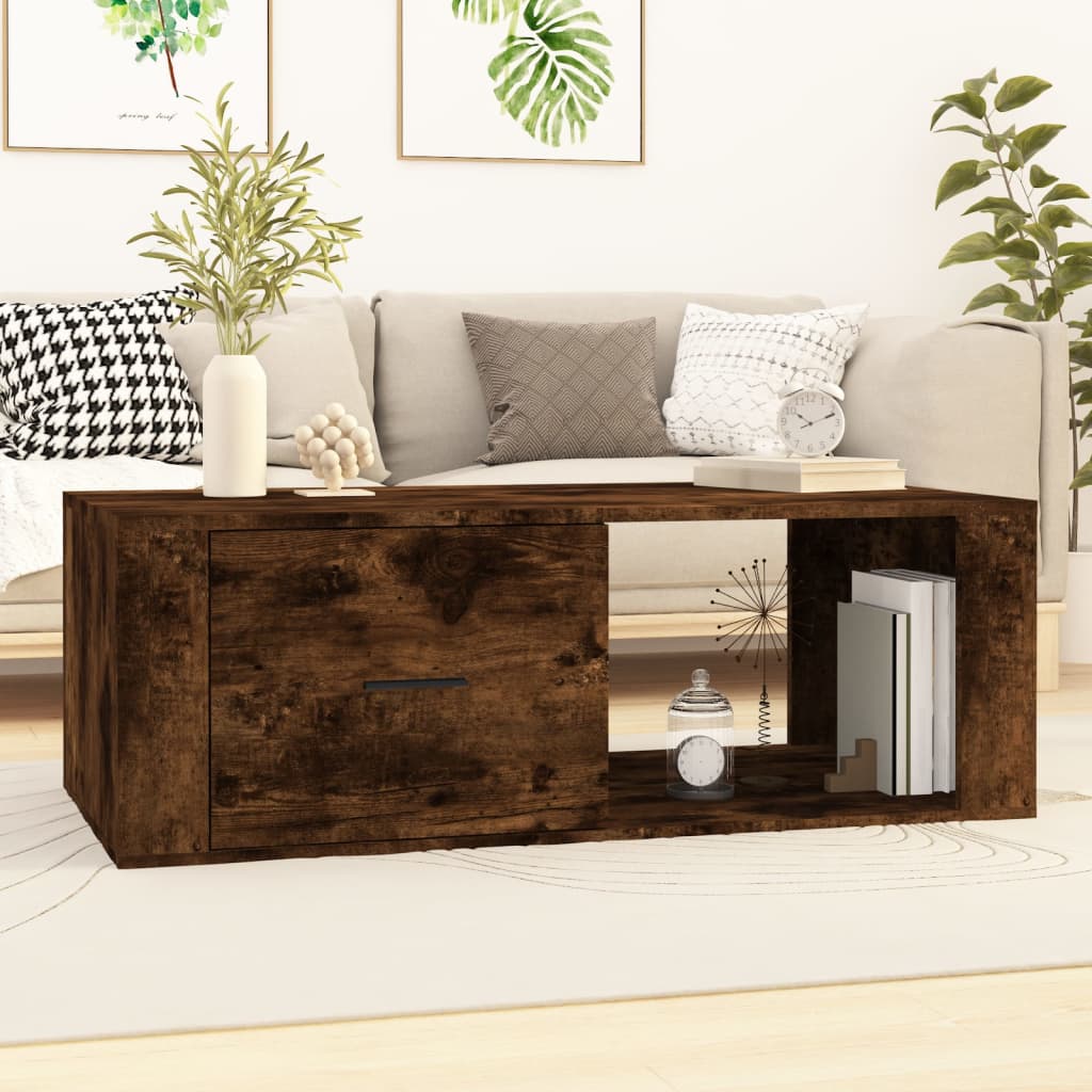 Photos - Coffee Table VidaXL  Smoked Oak 100x50.5x35 cm Engineered Wood 