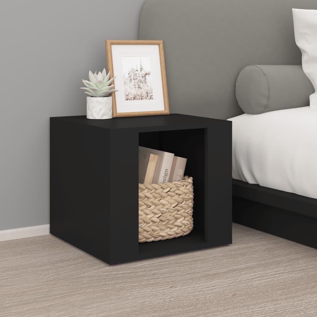 vidaXL Bedside Table Black 41x40x36 cm Engineered Wood