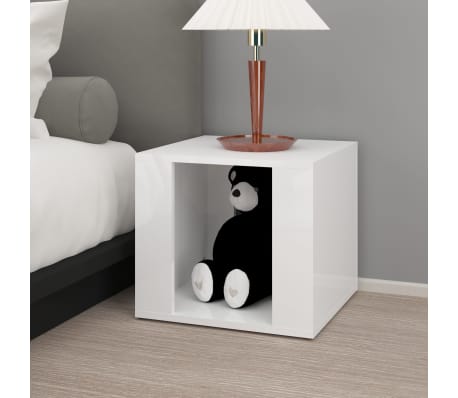 vidaXL Naktinis staliukas, baltas, 41x40x36cm, mediena, blizgus