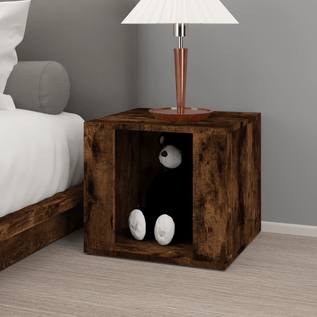 vidaXL Nachtkastje 41x40x36 cm bewerkt hout gerookt eikenkleurig afbeelding