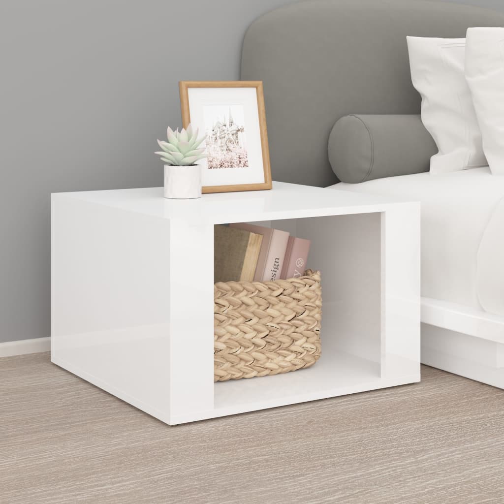 vidaXL Mesa de cabeceira 57x55x36cm derivados madeira branco brilhante