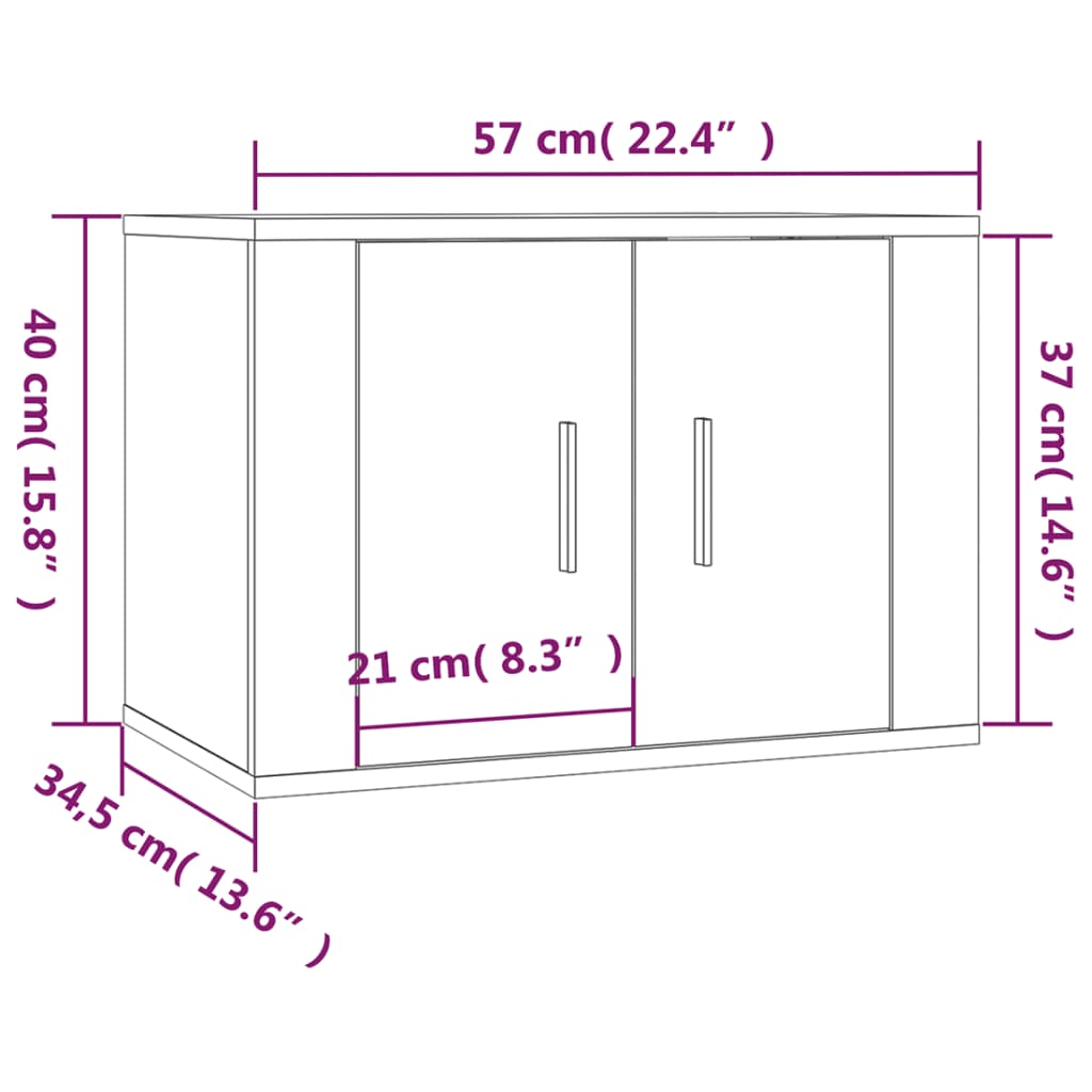 Dulap TV montat pe perete, stejar maro, 57×34,5×40 cm