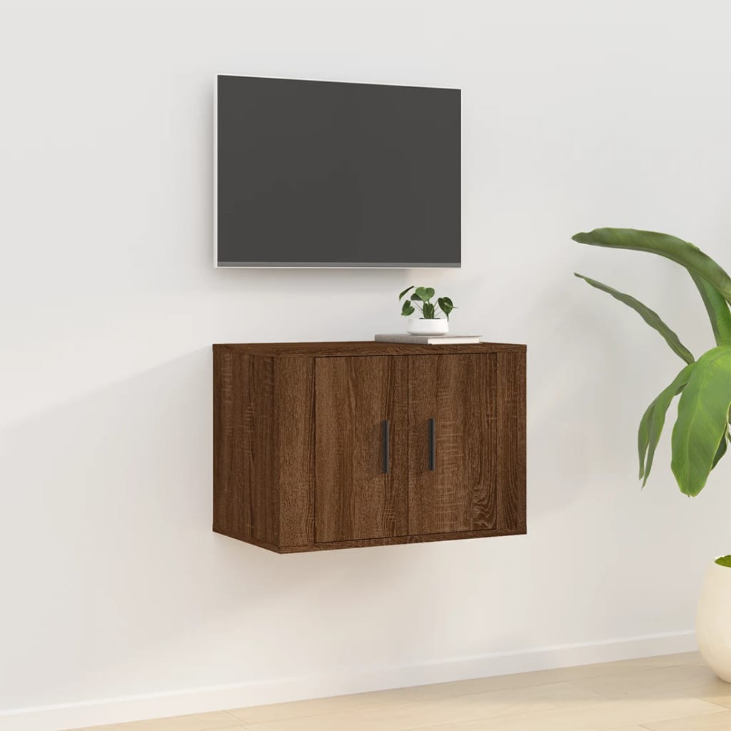 barna tölgy színű fali TV-szekrény 57 x 34,5 x 40 cm