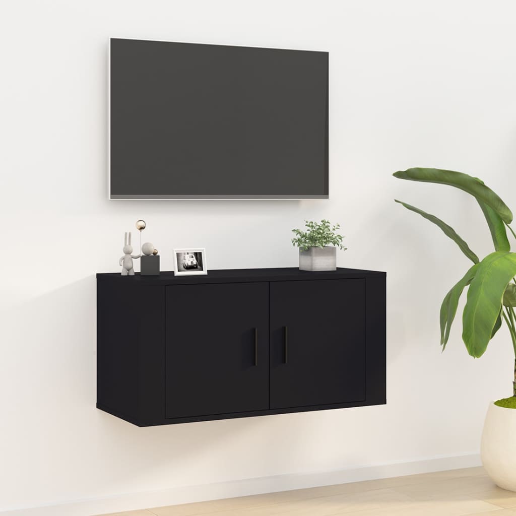 vidaXL Mueble para TV de pared negro 80x34,5x40 cm